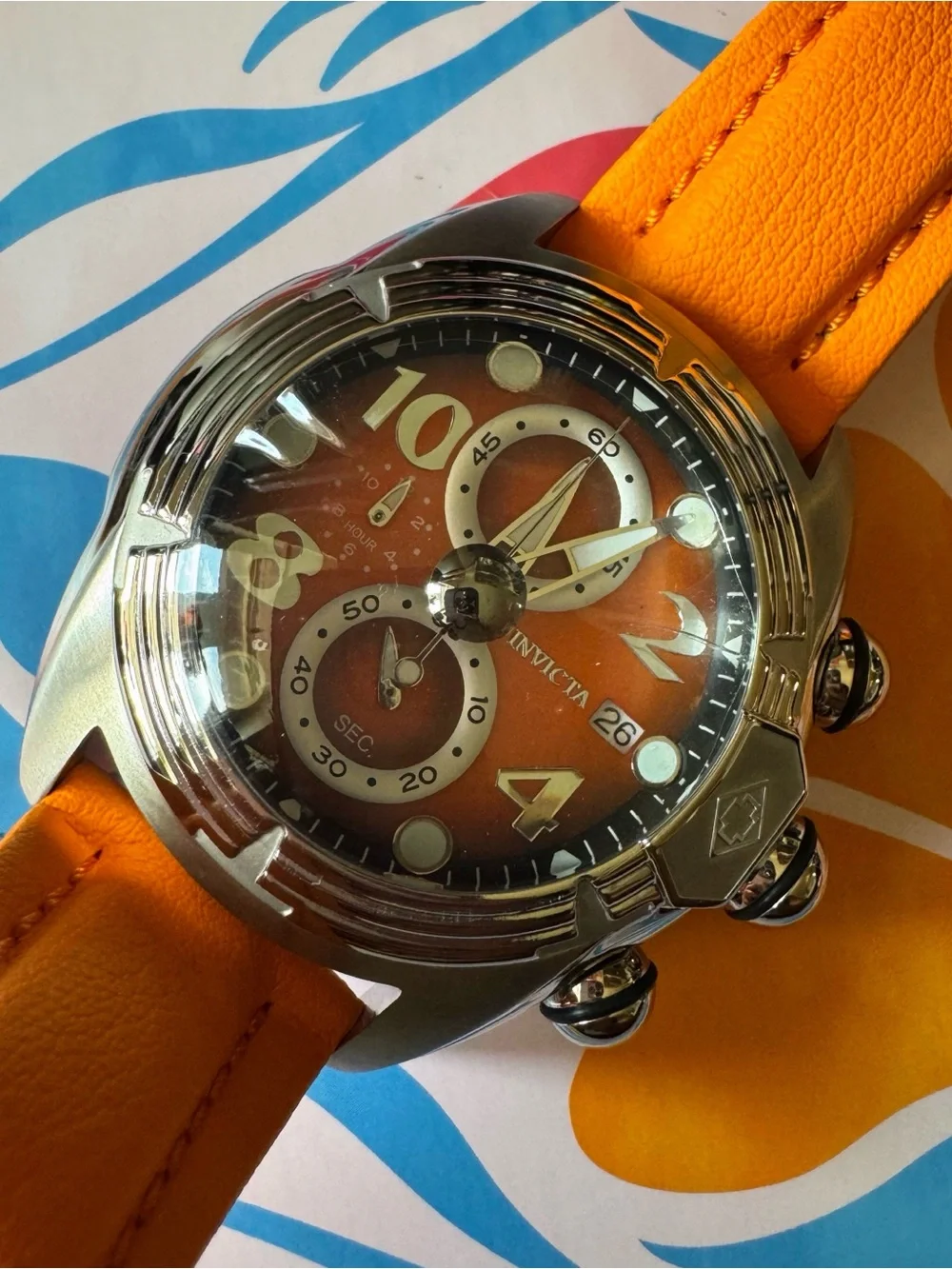 Invicta Men's Orange Dial and Strap Chronograph Watch